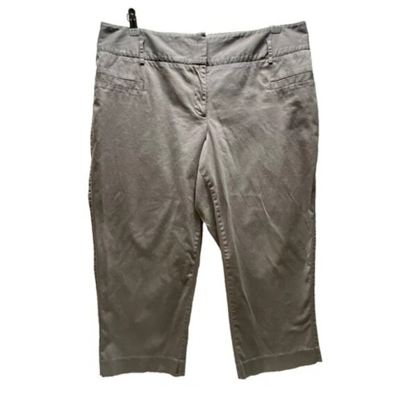 Lane Bryant Capri Pants Women's 16 Gray Cotton Stretch Comfort Casual Mid Rise - Picture 1 of 12